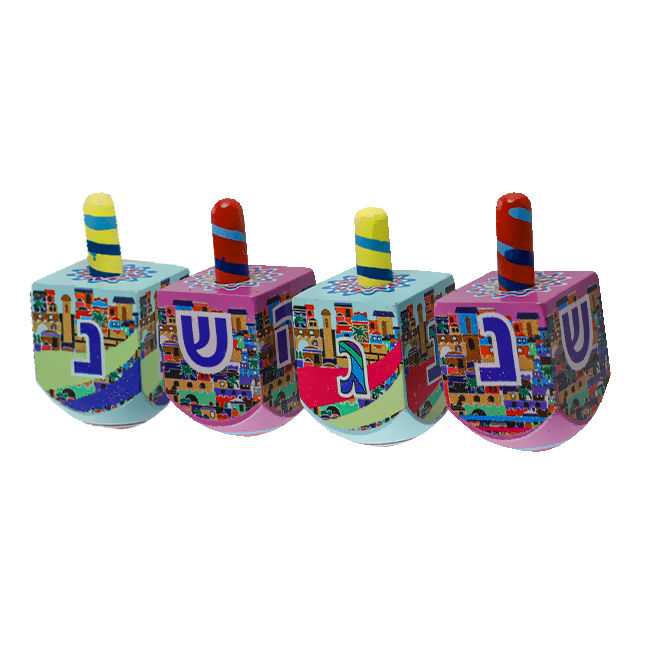 Jerusalem Wood Dreidels Set of 4